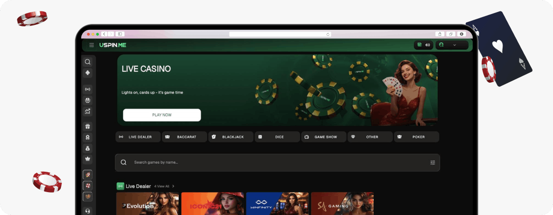 USpin.me Casino live casino section